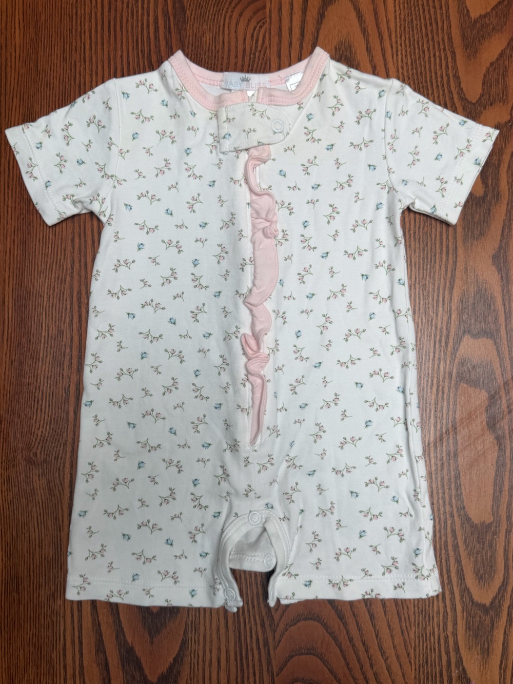 Like New- 3-6mo Boutique Baby Bliss Girls Floral Ruffle Romper